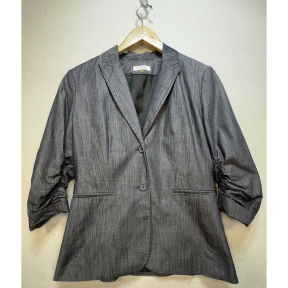 Calvin Klein Women's Blazer Suit Jacket Size S Denim Stretch 3/4 Sleeve Career - Picture 1 of 11